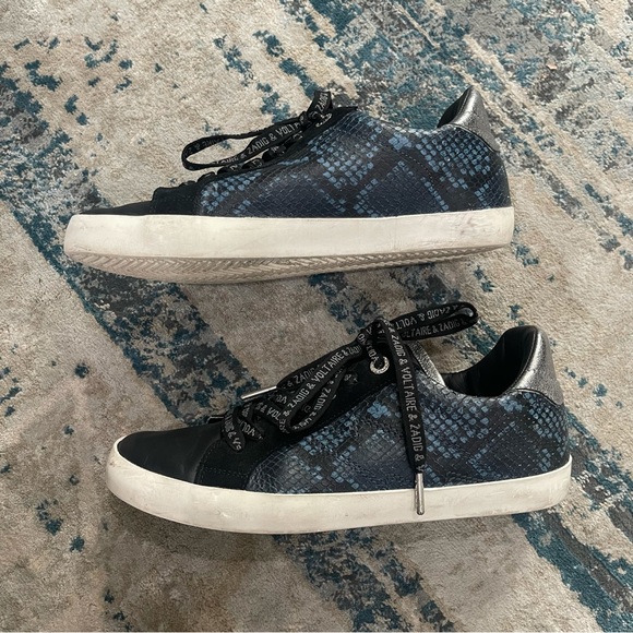 New Zadig and Voltaire, wild low-top sneaker navy python print - Picture 8 of 8